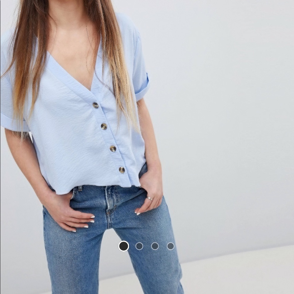 ASOS new look boxy button blouse light blue 0